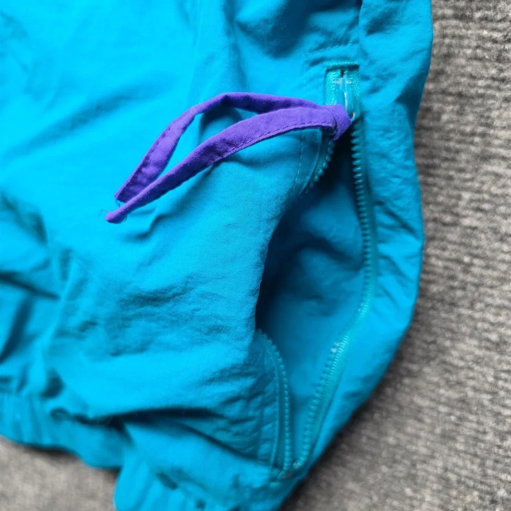 Vintage 90s Columbia Radial Sleeve Pullover Windbreaker Womens L Teal Purple